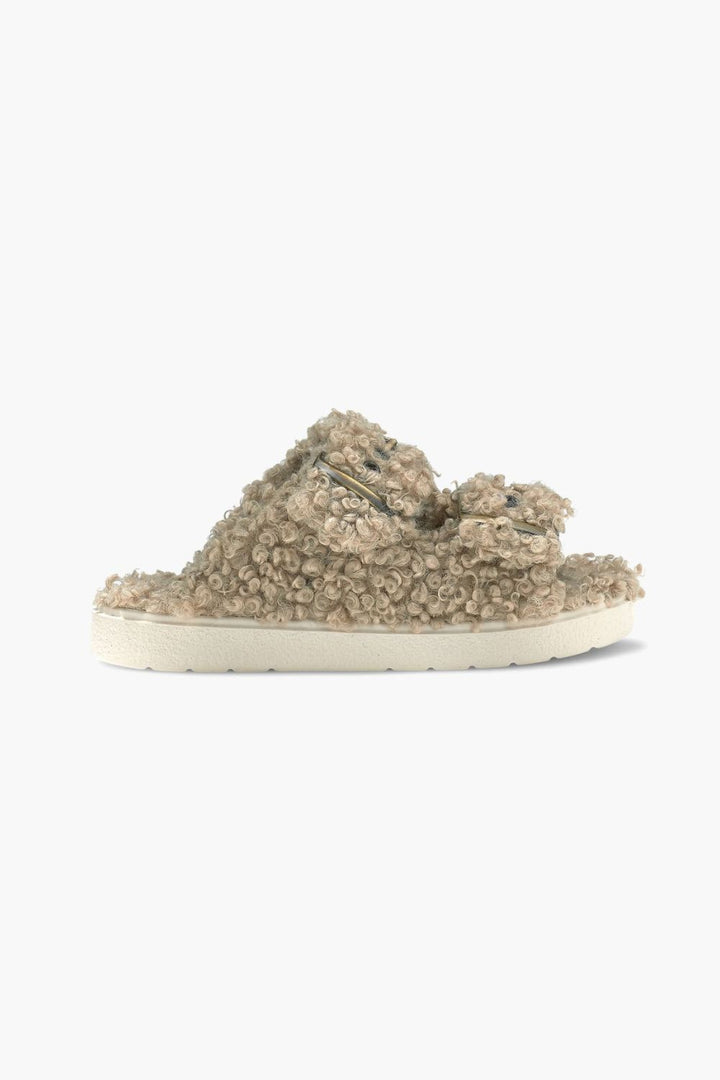 Vegan buckle slippers beige