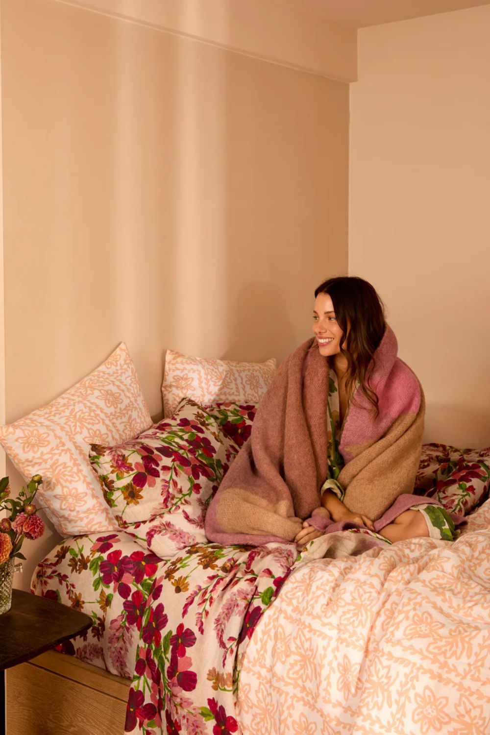 Geometric Pink Mohair Throw