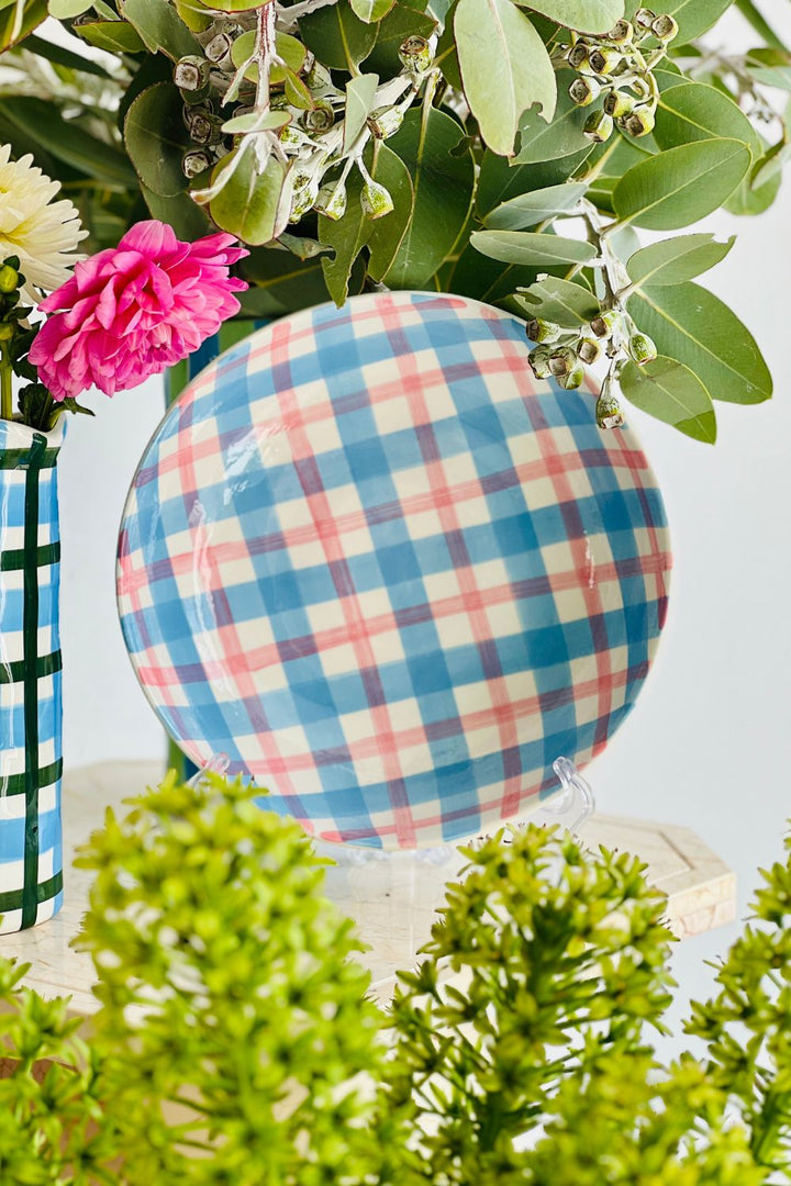 Salad Bowl - Pink & Blue Gingham