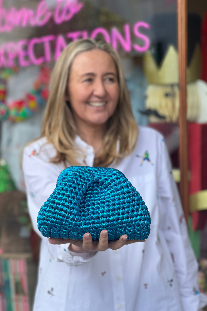 CAPRI - Blue Metallic Clutch
