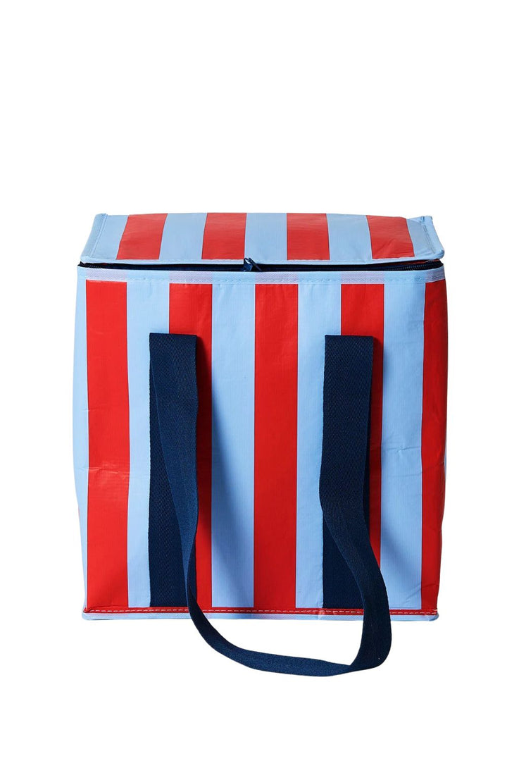Red Blue Stripe Medium Insulated Tote