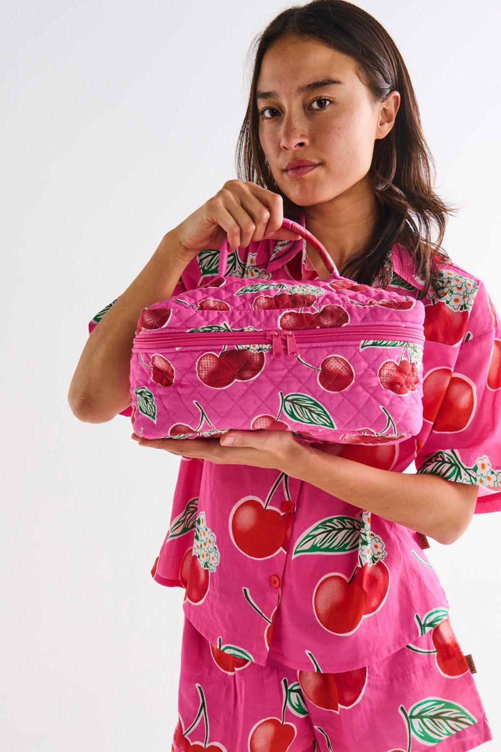 Cherry Blossom Quilted Cotton Toiletry Case One Size