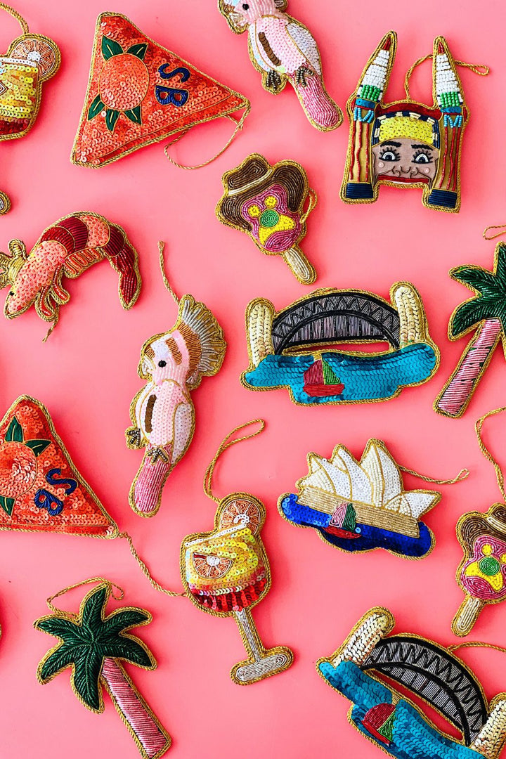 King Prawn Sequin Tree Decoration