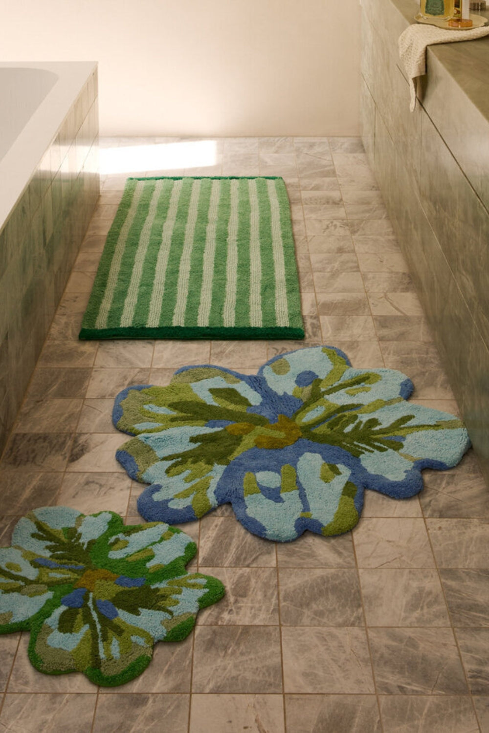 Tulip Blue Green Bath Mat