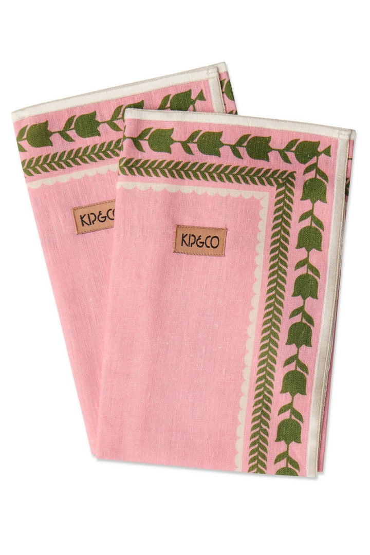 FLOWER CHAIN EMBROIDERED 4P NAPKIN SET
