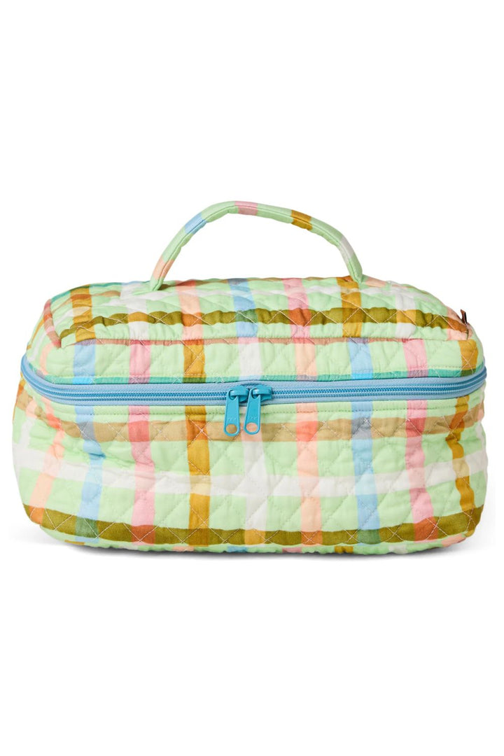 CANDY CHECK MINT QUILTED COTTON TOILETRY CASE