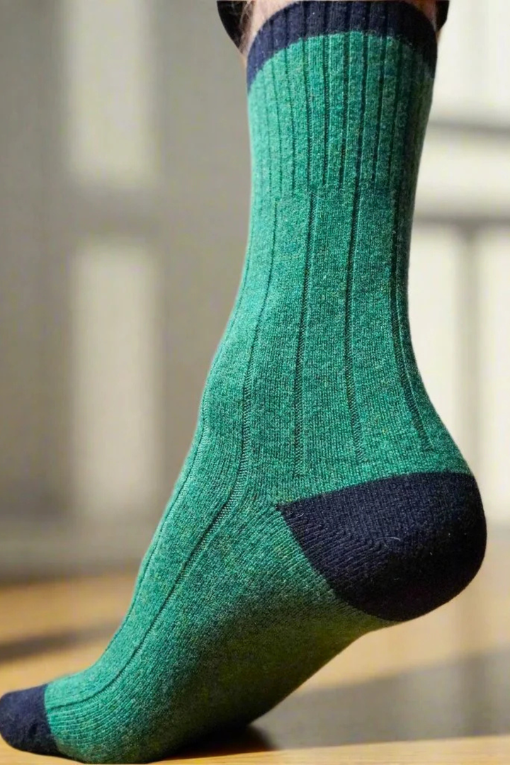 KLUE Merino Wool socks with Bands - Green & Navy