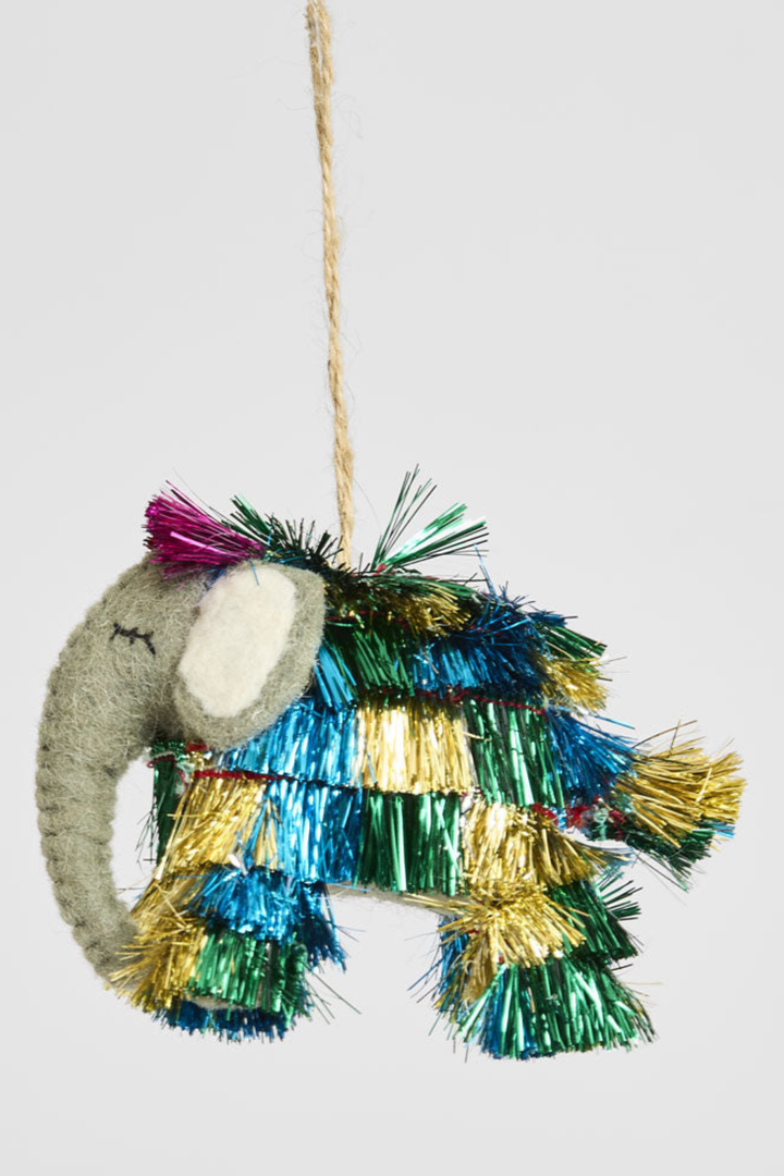 Shaggy Elephant Hanging Tree Decoration