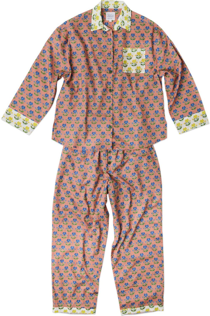 Kip&Co x Anna Spiro Indian Summer Rose Adult Organic Cotton Long Sleeve Shirt & Pant Pyjama Set