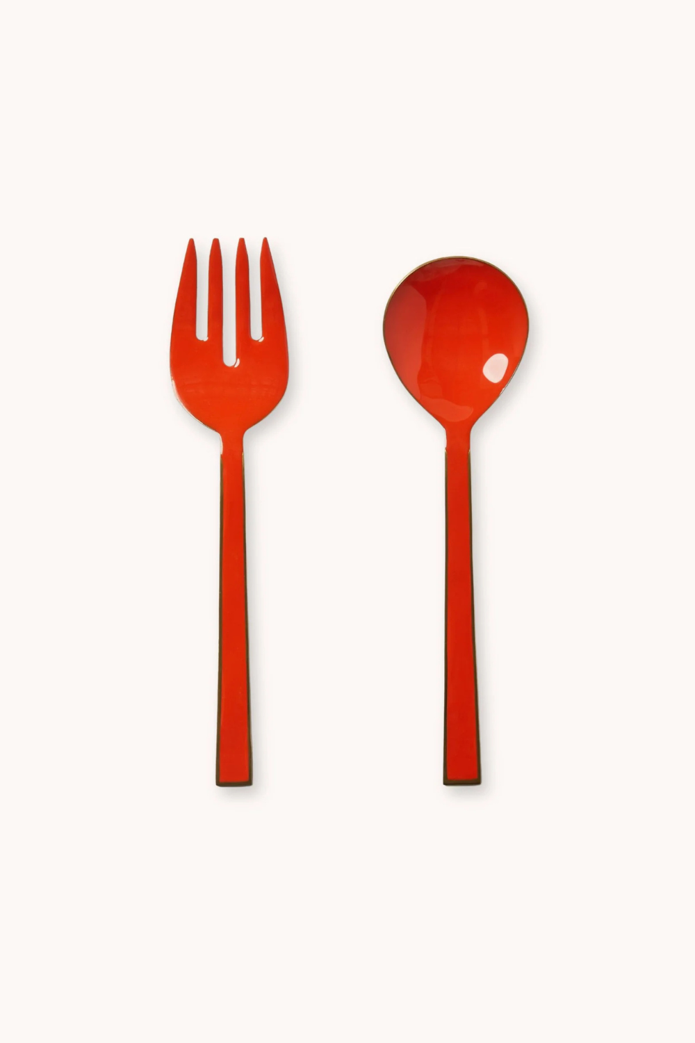 Orange Enamel Salad Servers