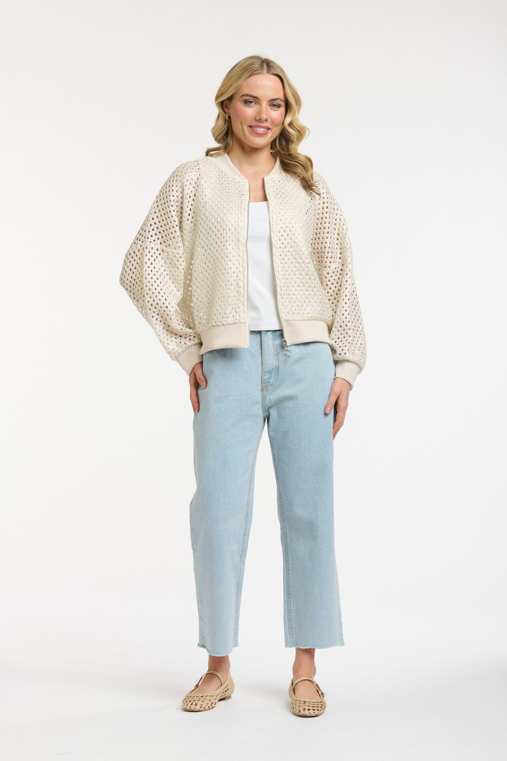 FOILED KNIT BOMBER