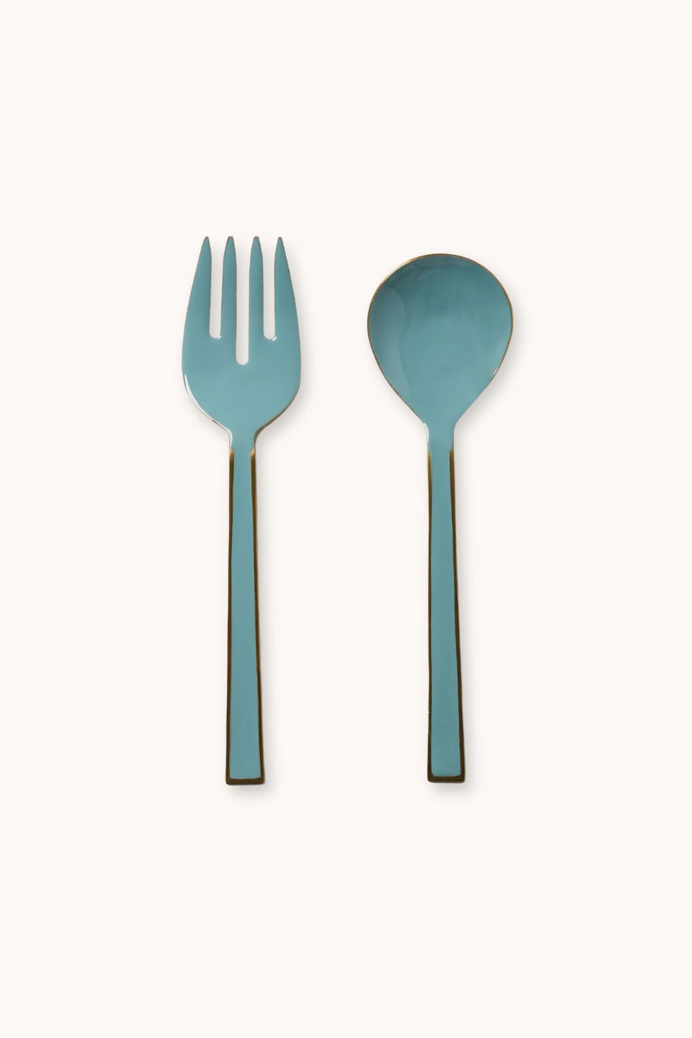 Dusty Blue Enamel Salad Servers