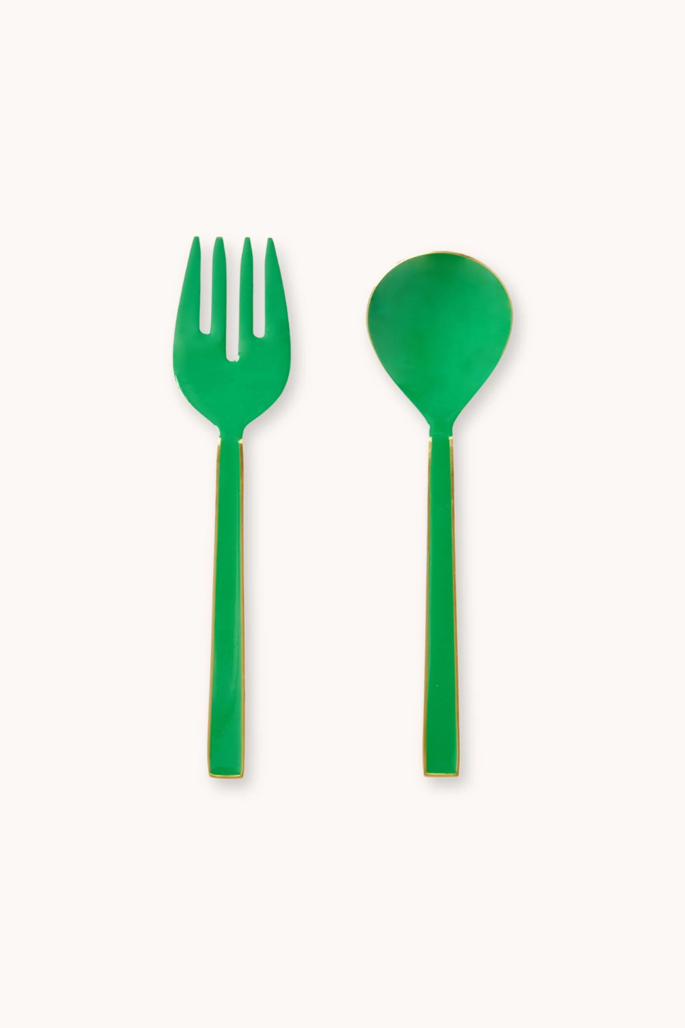 Emerald Enamel Salad Servers