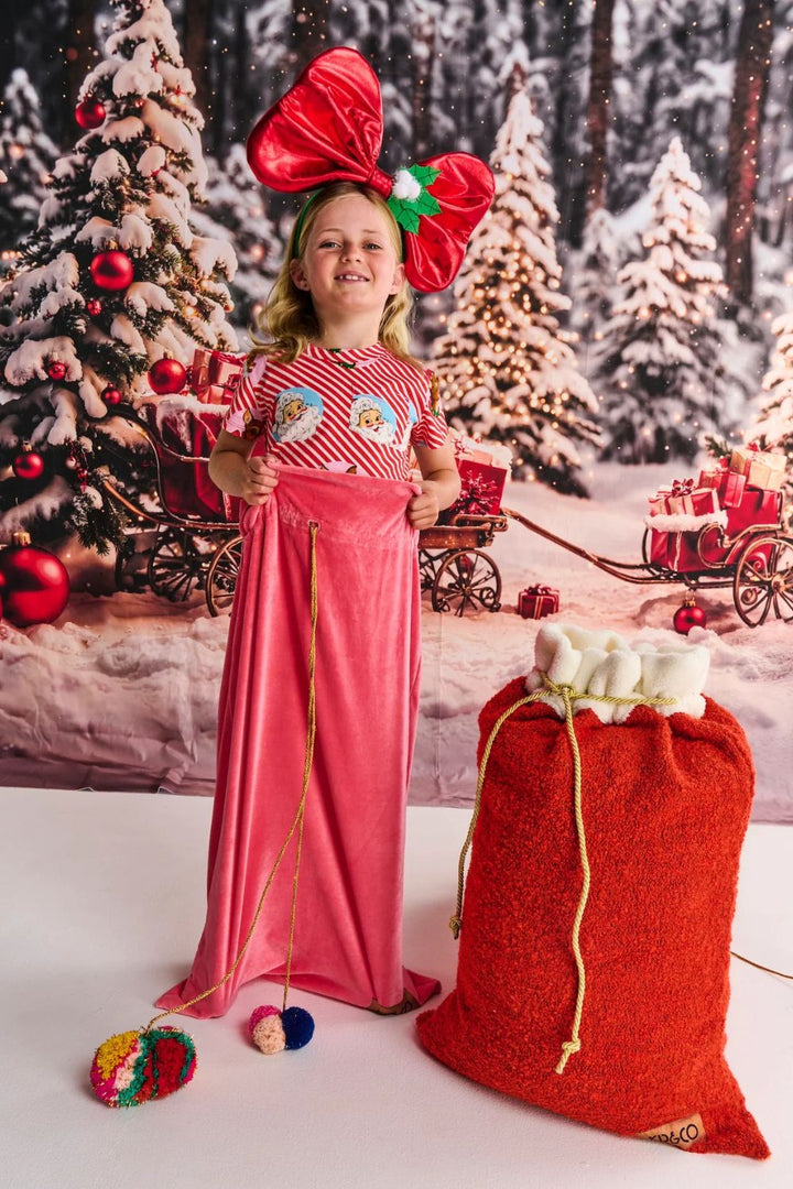 RED BOUCLE SANTA SACK