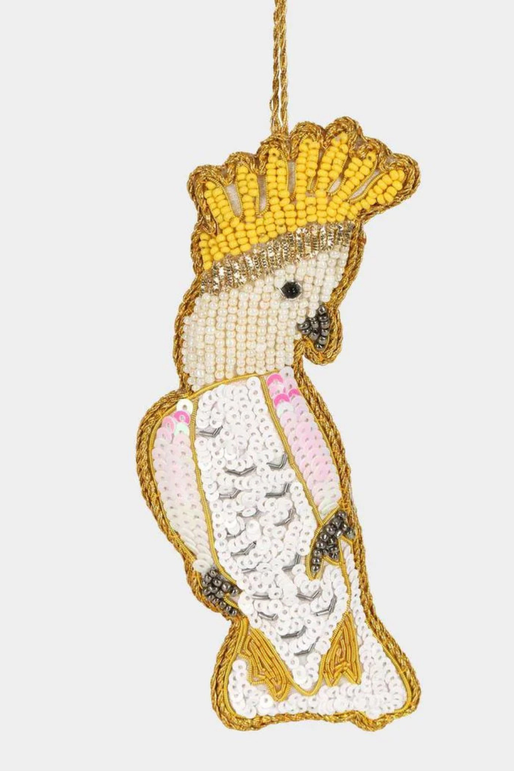 Yellow Crested Cockatoo Hanging Tree Decoration