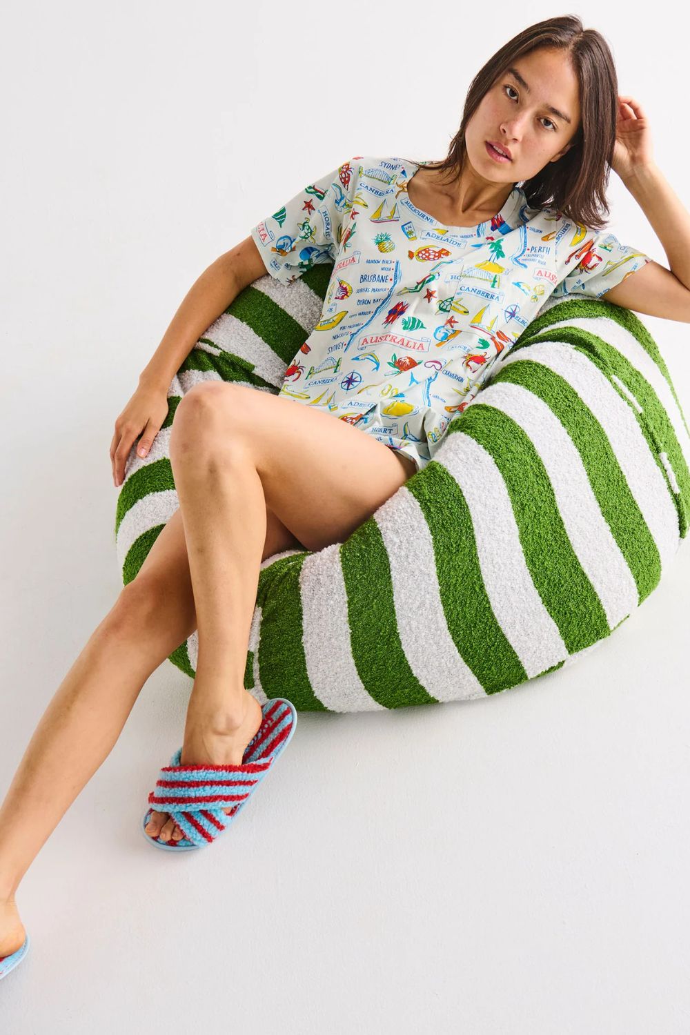 MOSS STRIPE BOUCLE BEANBAG