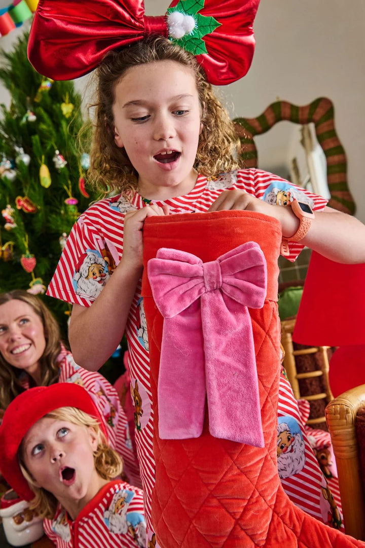 CHRISTMAS BOW VELVET STOCKING