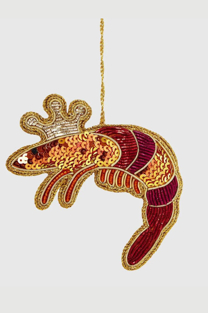King Prawn Sequin Tree Decoration