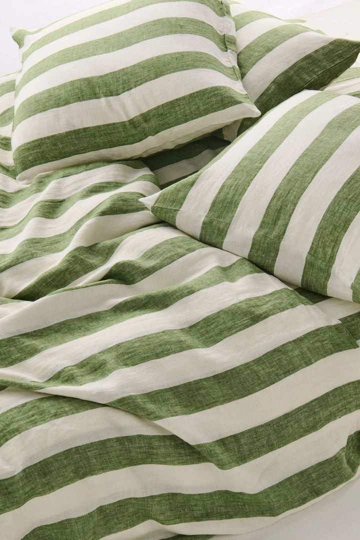 MOSS STRIPE LINEN QUILT COVER KING