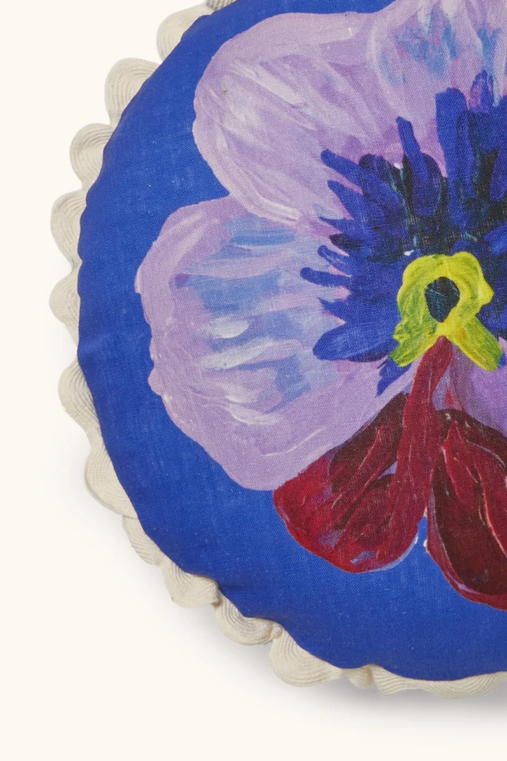 Pansy Klein Blue Linen Cushion
