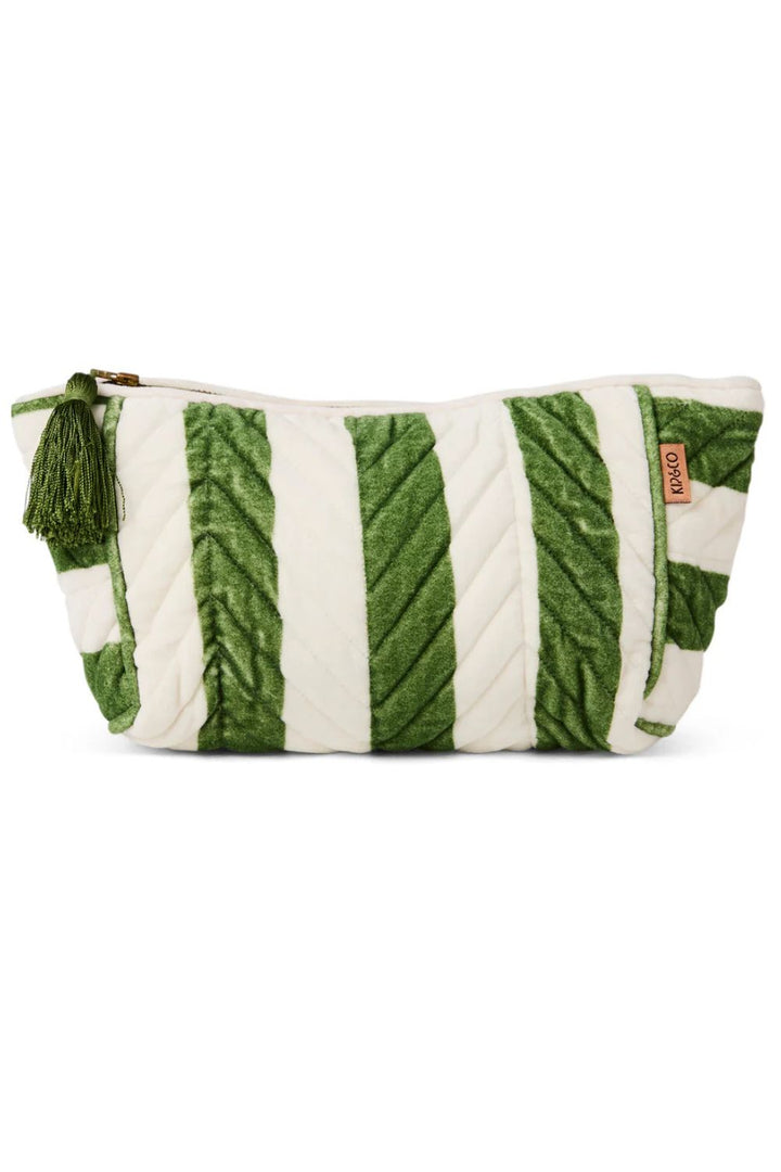 MOSS STRIPE VELVET TOILETRY BAG