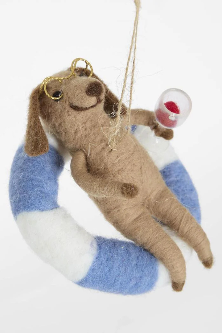 Dog in Tube Hanging Tree Decoration