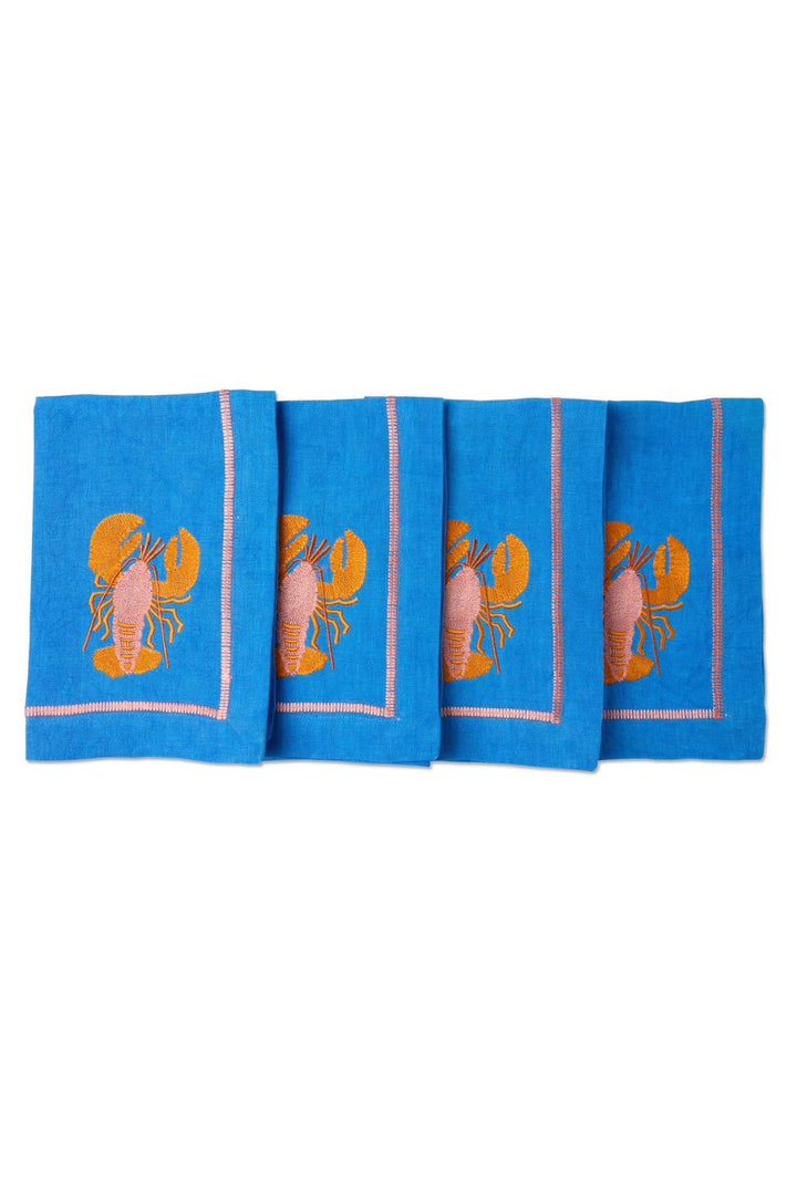 LOBSTER EMBROIDERED 4P NAPKIN SET