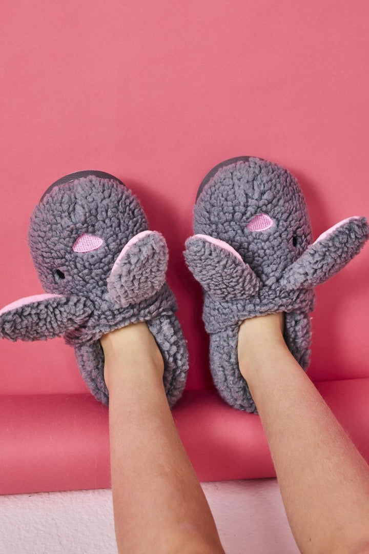 Fluffy Grey Bunny Sherpa Kids Slippers - Crate Expectations