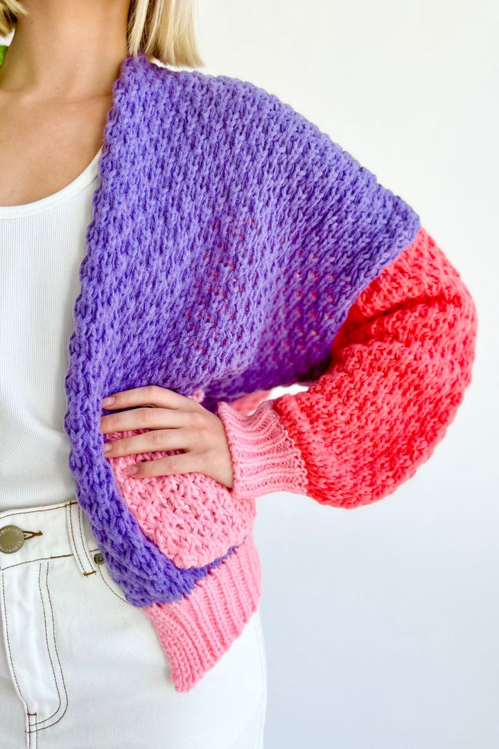 Lime Green & Purple Patchwork Cardigan
