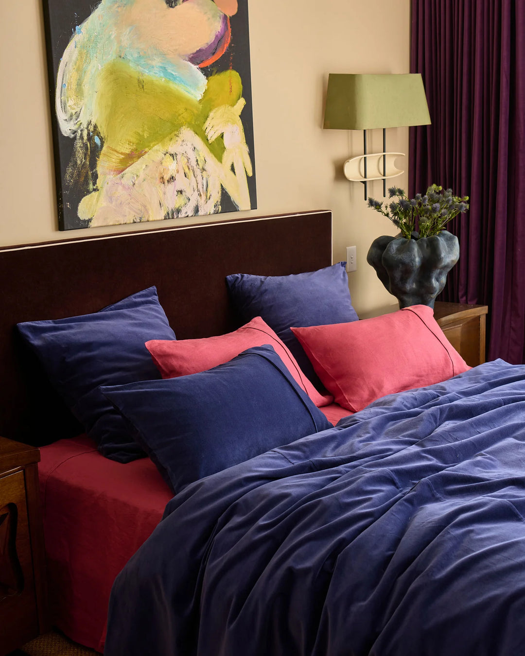 Navy Velvet European Pillowcases 2P Set