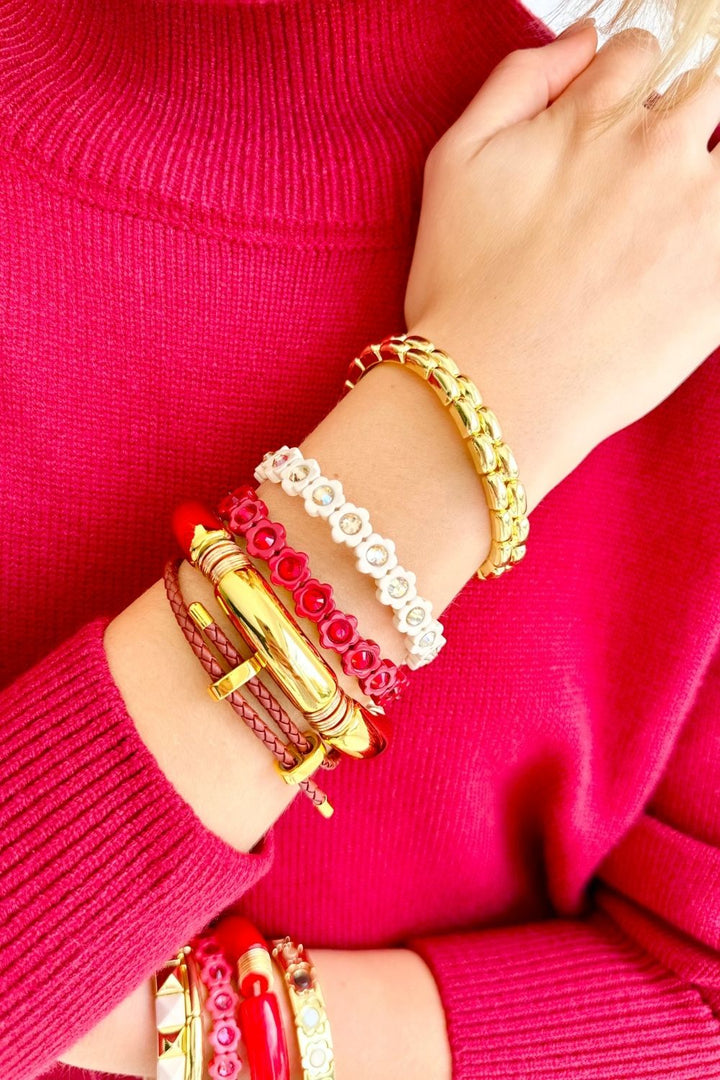 Burgundy Flower Power - Crystal Red