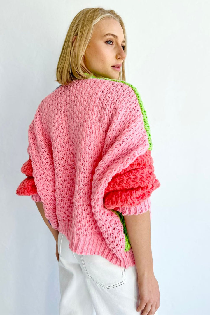 Lime Green & Purple Patchwork Cardigan