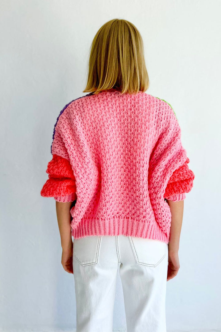 Lime Green & Purple Patchwork Cardigan