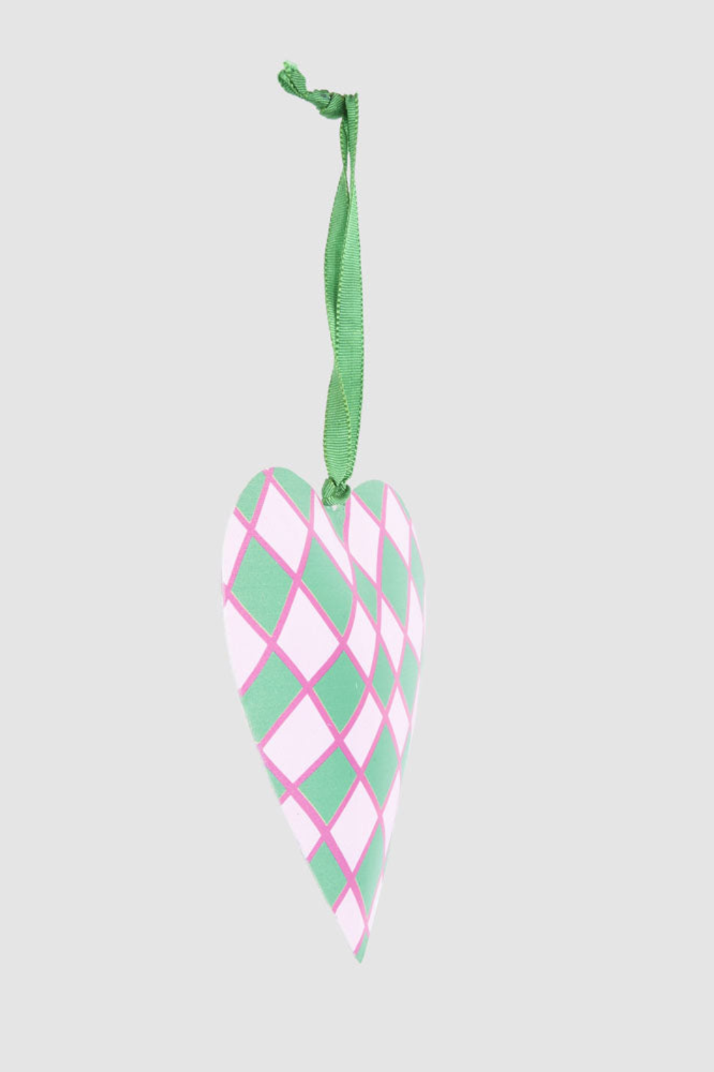 Joy Hand Painted Heart Tree Decoration Pink & Green