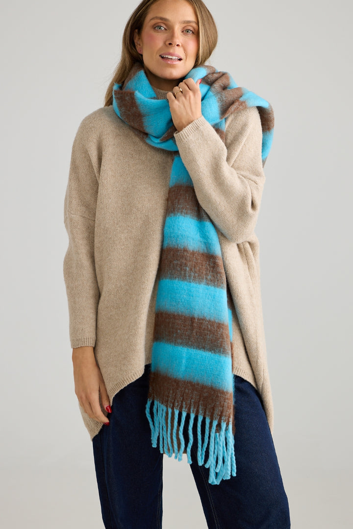 Malibu Scarf -Choc/Blue