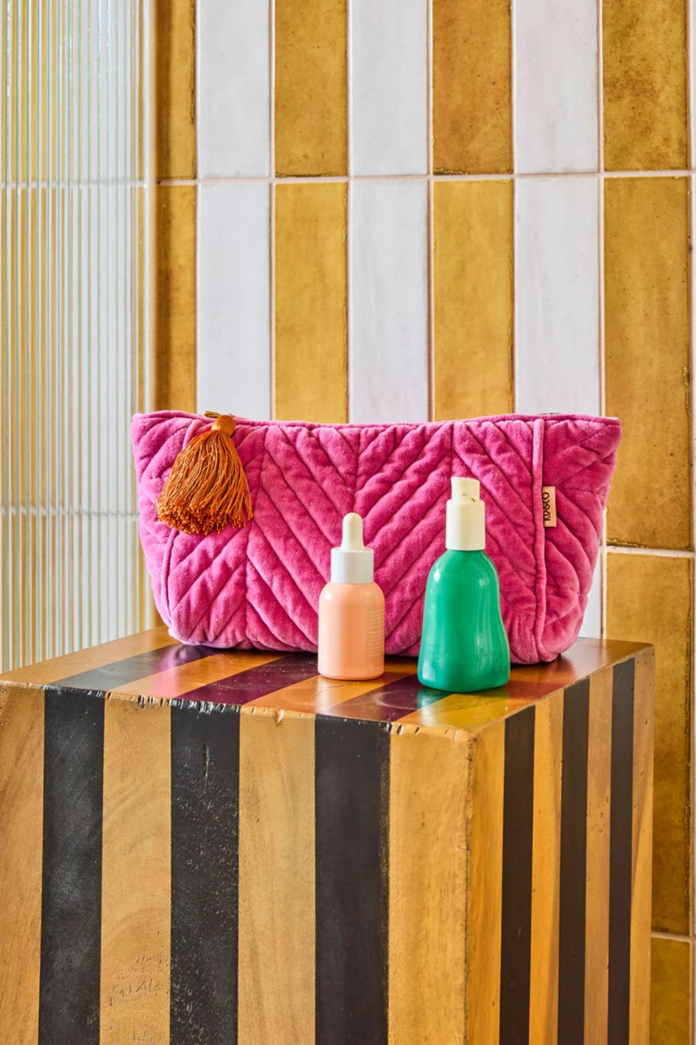 PINK VELVET TOILETRY BAG
