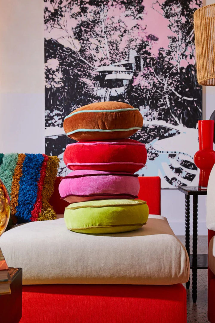 Castilo Round Velvet Cushion - Fuchsia