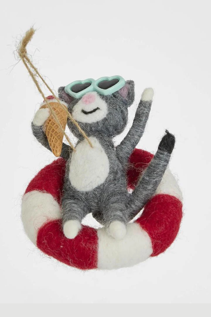 Cat in Tube Hanging Tree Decoration