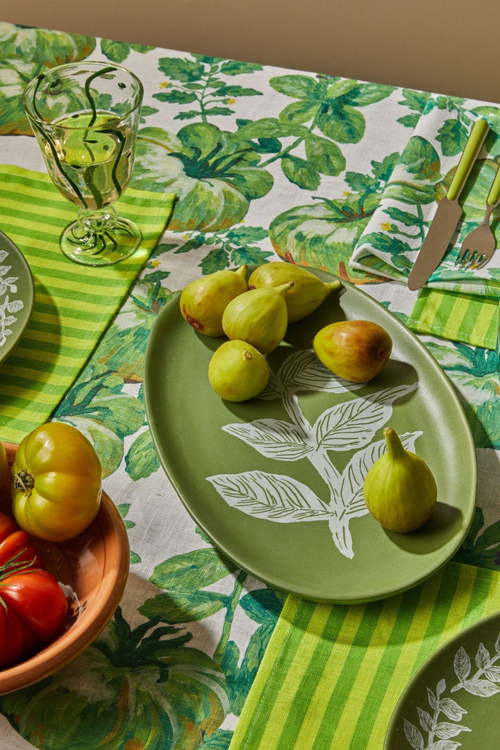 Vines Green Oval Plate
