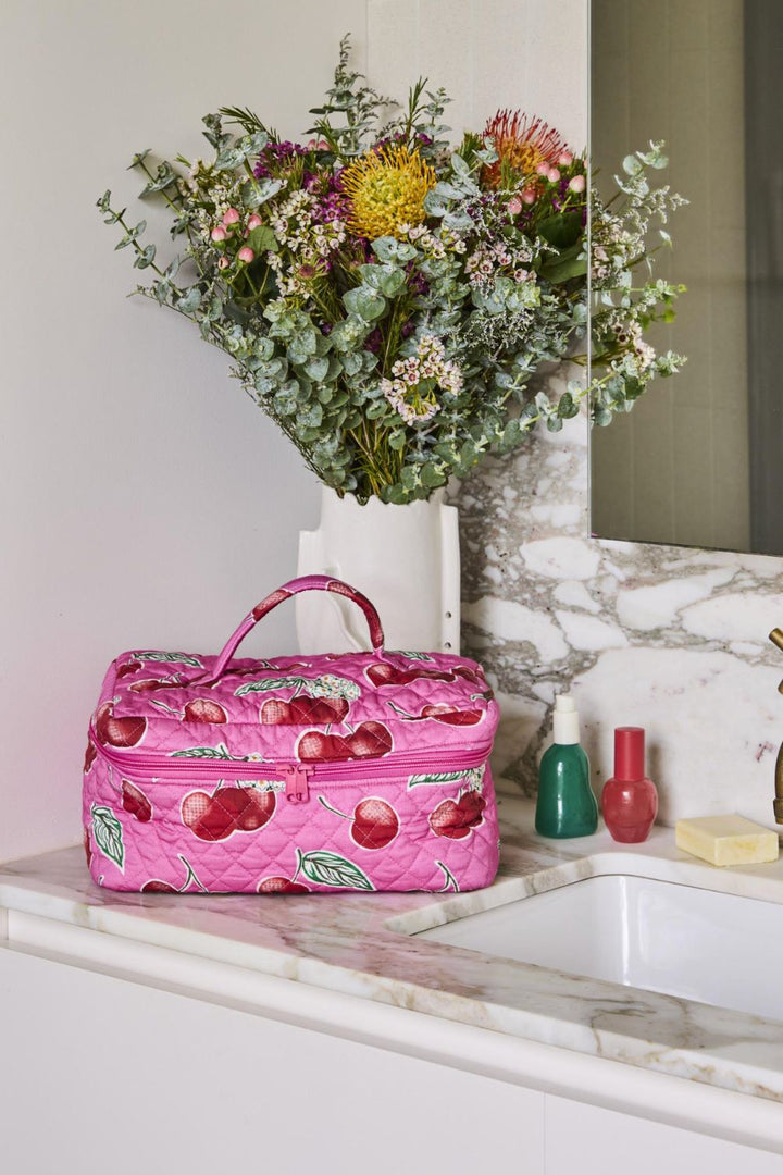 Cherry Blossom Quilted Cotton Toiletry Case One Size