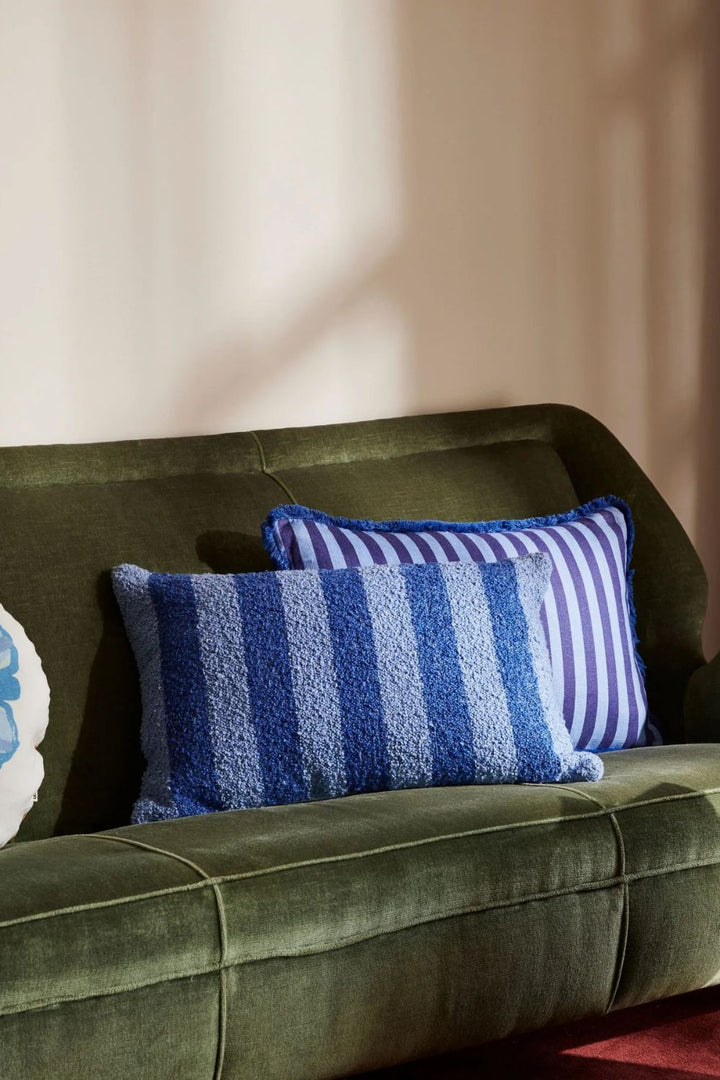 Boucle Stripe Blue Cushion 60x40cm