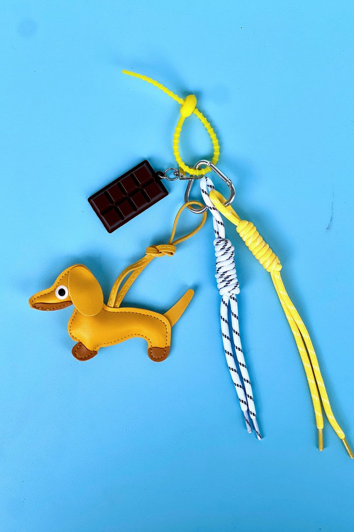 Puppy and Chocolate Charm Keyring Yellow