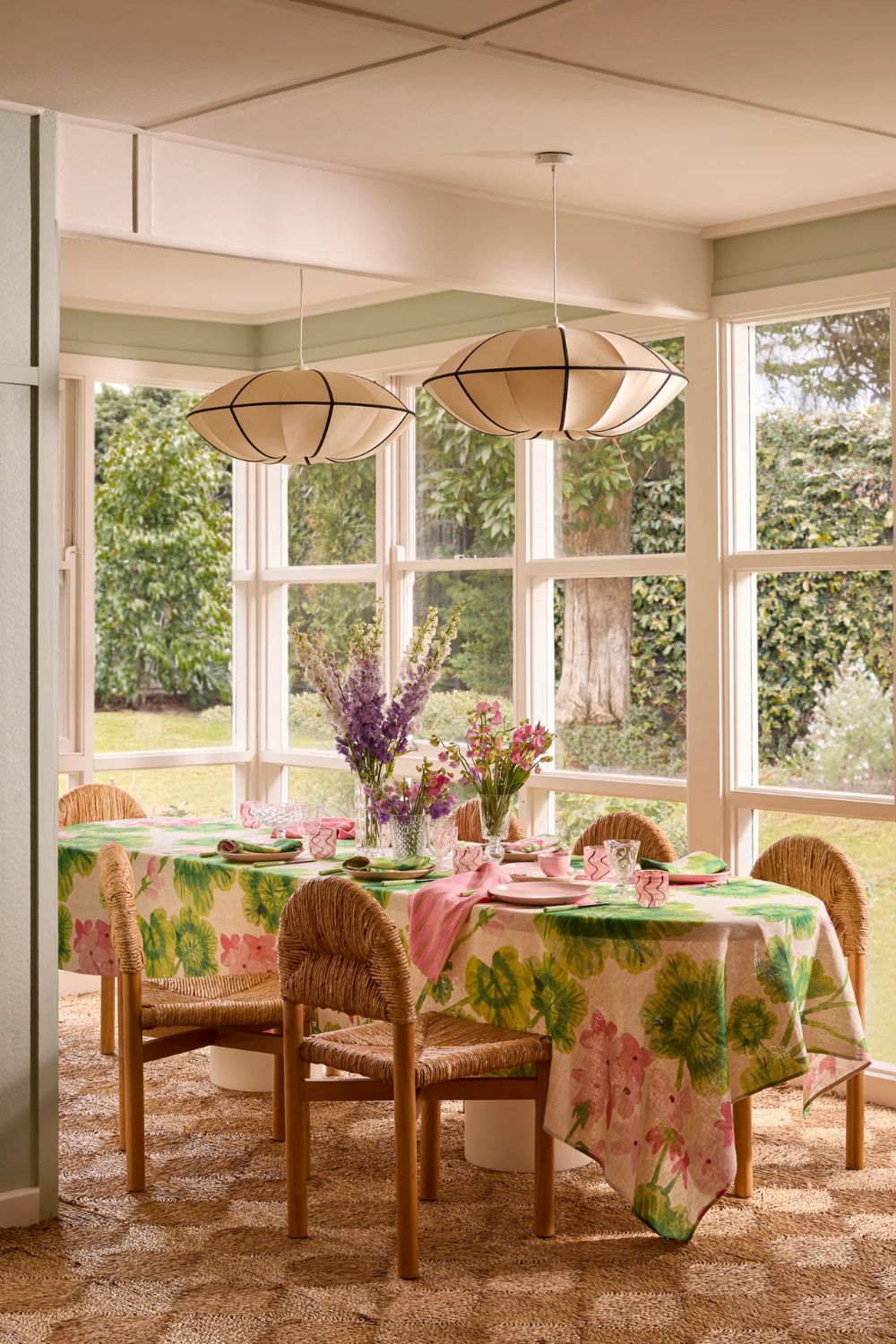 Geranium Multi Tablecloth - Size: Large 350cm x 170cm