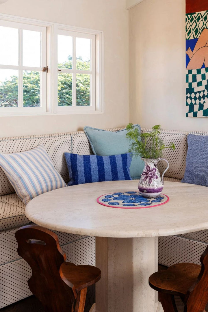 Linear Blue 50cm Linen Cushion