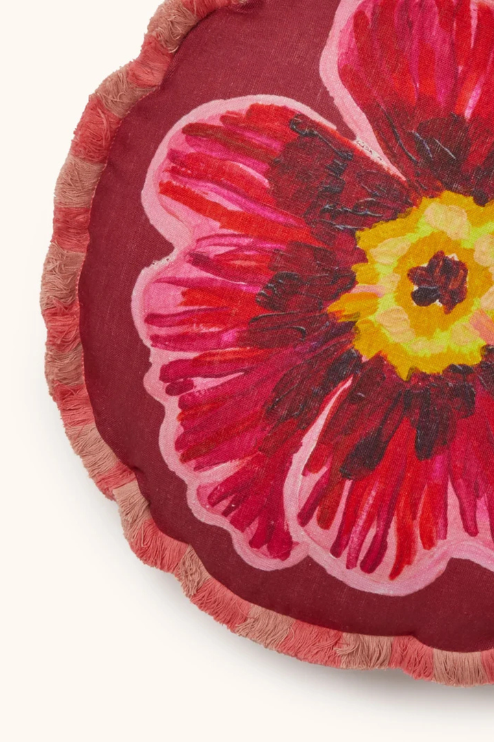 Floriana Pink Linen Cushion
