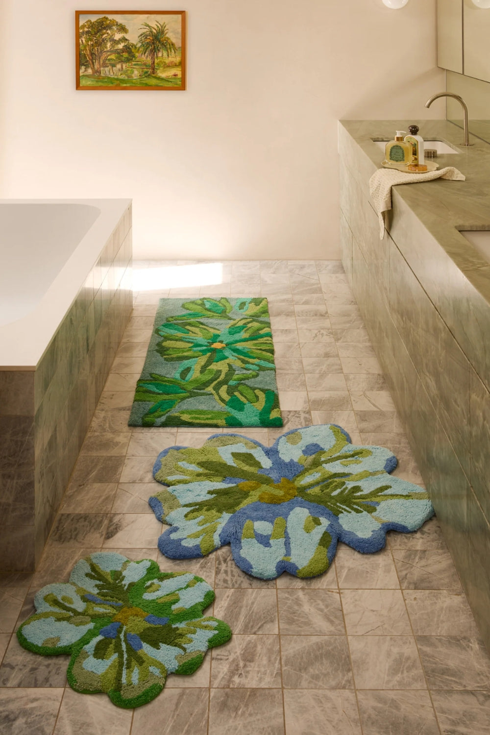 Tulip Blue Green Bath Mat