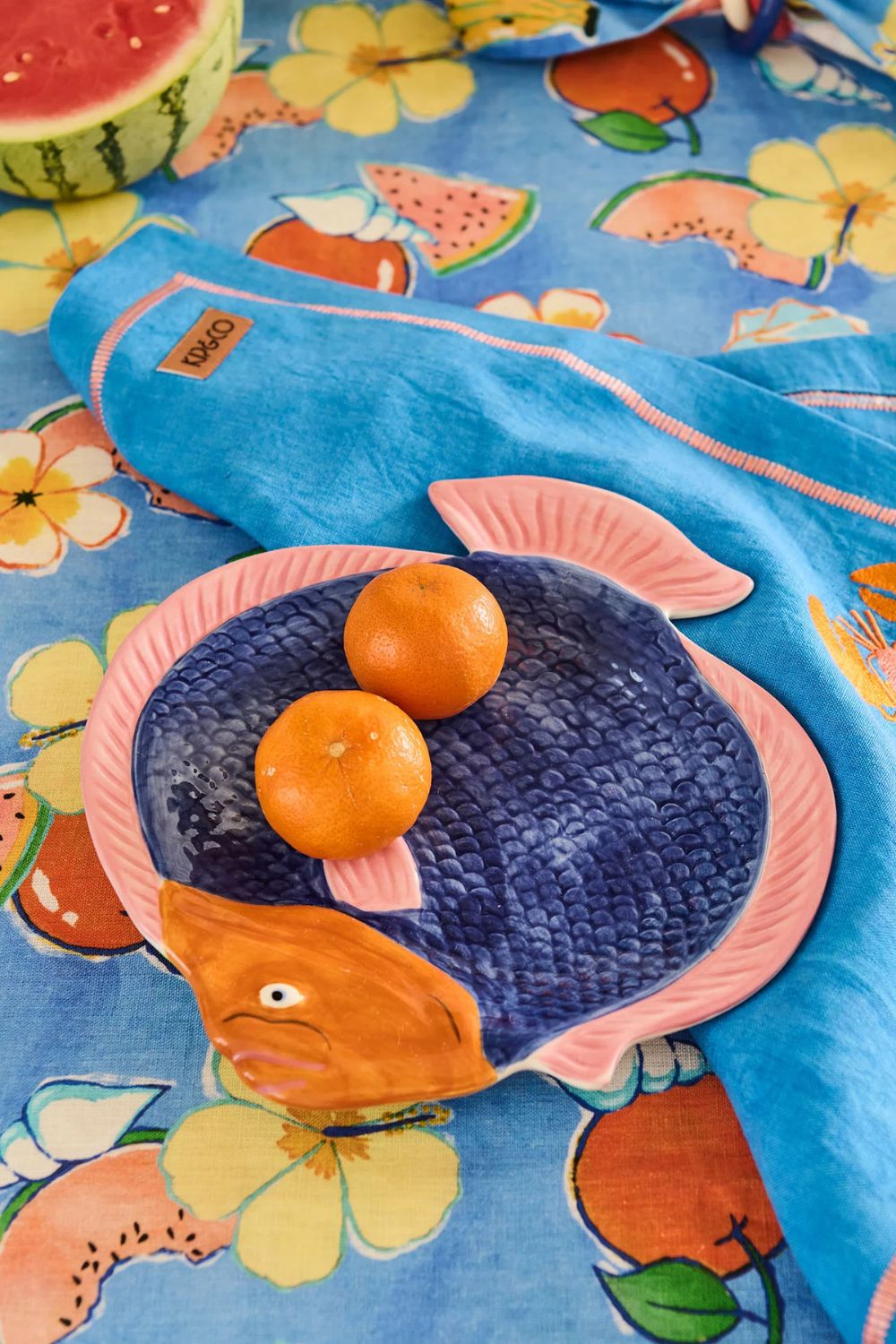LOBSTER EMBROIDERED 4P NAPKIN SET