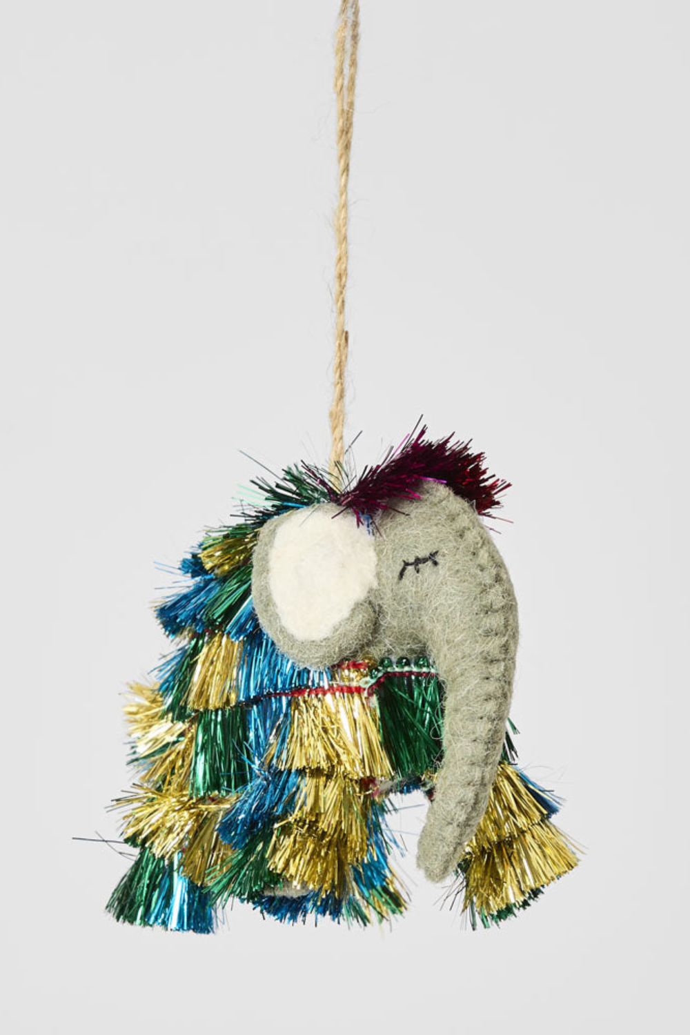 Shaggy Elephant Hanging Tree Decoration