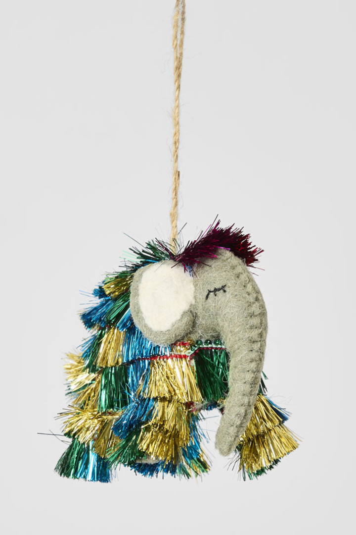 Shaggy Elephant Hanging Tree Decoration