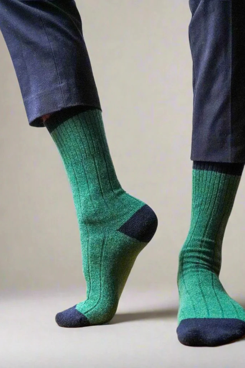 KLUE Merino Wool socks with Bands - Green & Navy